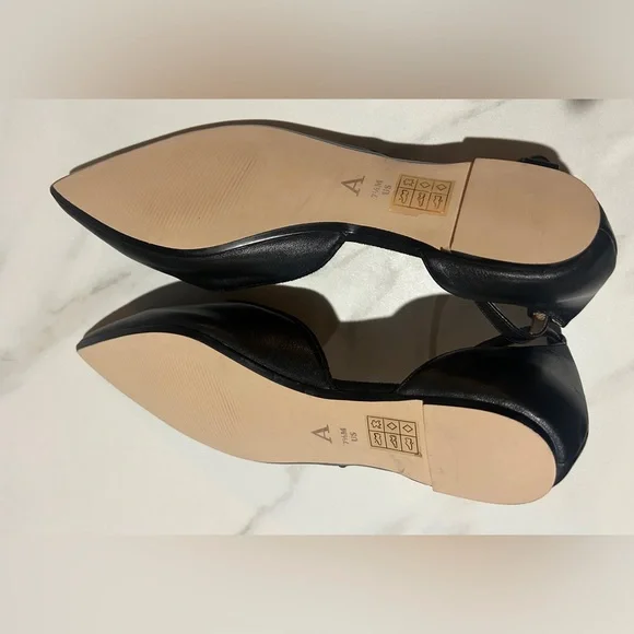 Anthropologie Anthropology Flat Ankle Strap Blk Leather Dorsey - - Picture 4 of 6